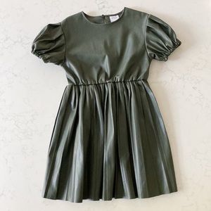 Girls Green Faux Leather Dress, Zara Size 7
